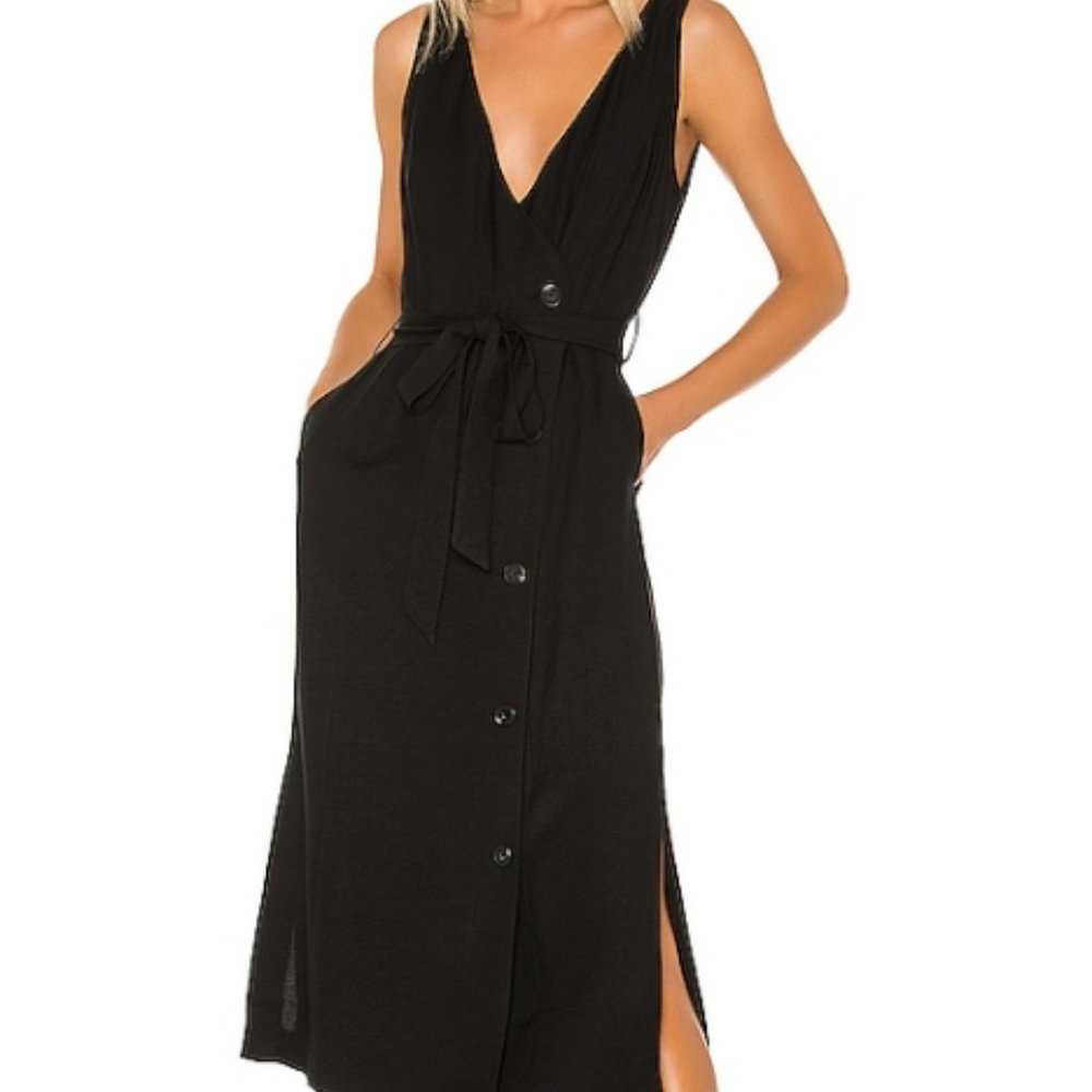 1.STATE Button Front Faux Midi Dress